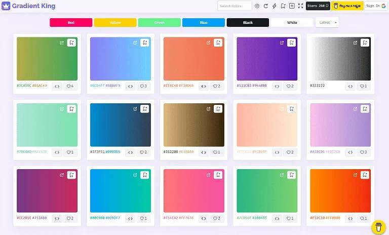 在线生成高质量渐变色（Gradient King）