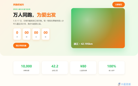 奔跑吧城市 公益马拉松报名页 HTML 单页源码