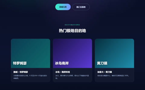 极光旅人 Aurora 极地探险旅行品牌官网 HTML 单页源码