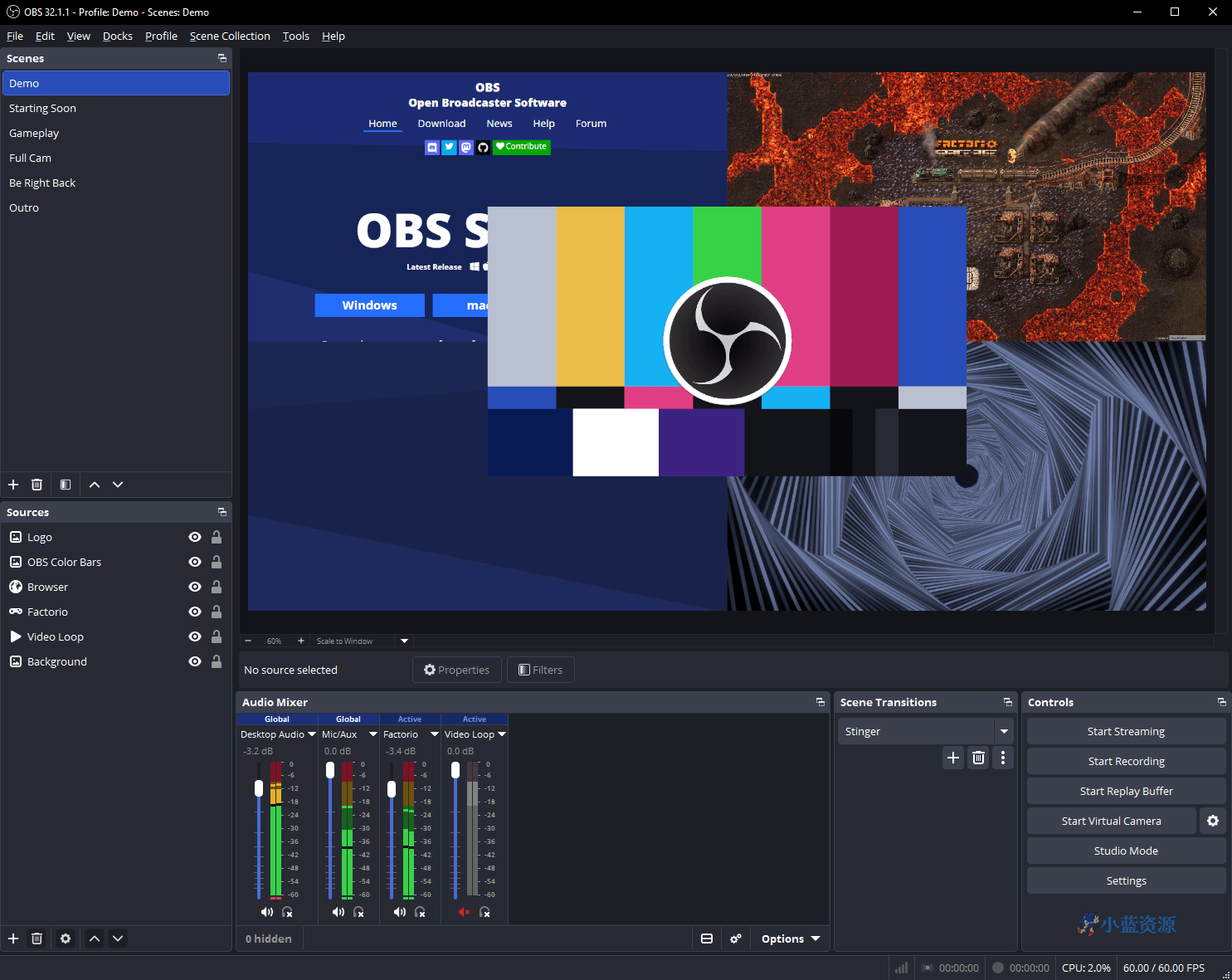 OBS Studio 32 界面截图