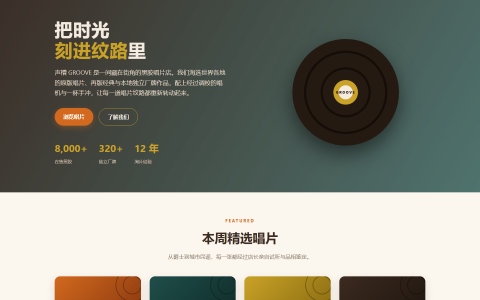 声槽 GROOVE 黑胶唱片店 HTML 单页源码